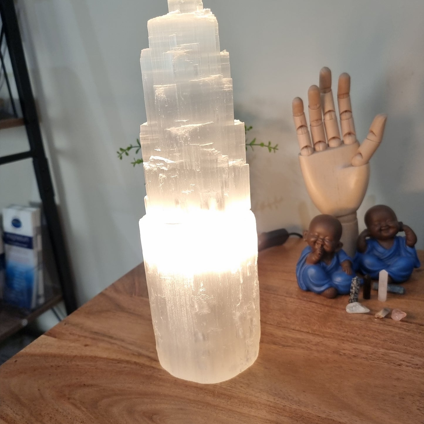 Selenite Tower Lamp 30cm