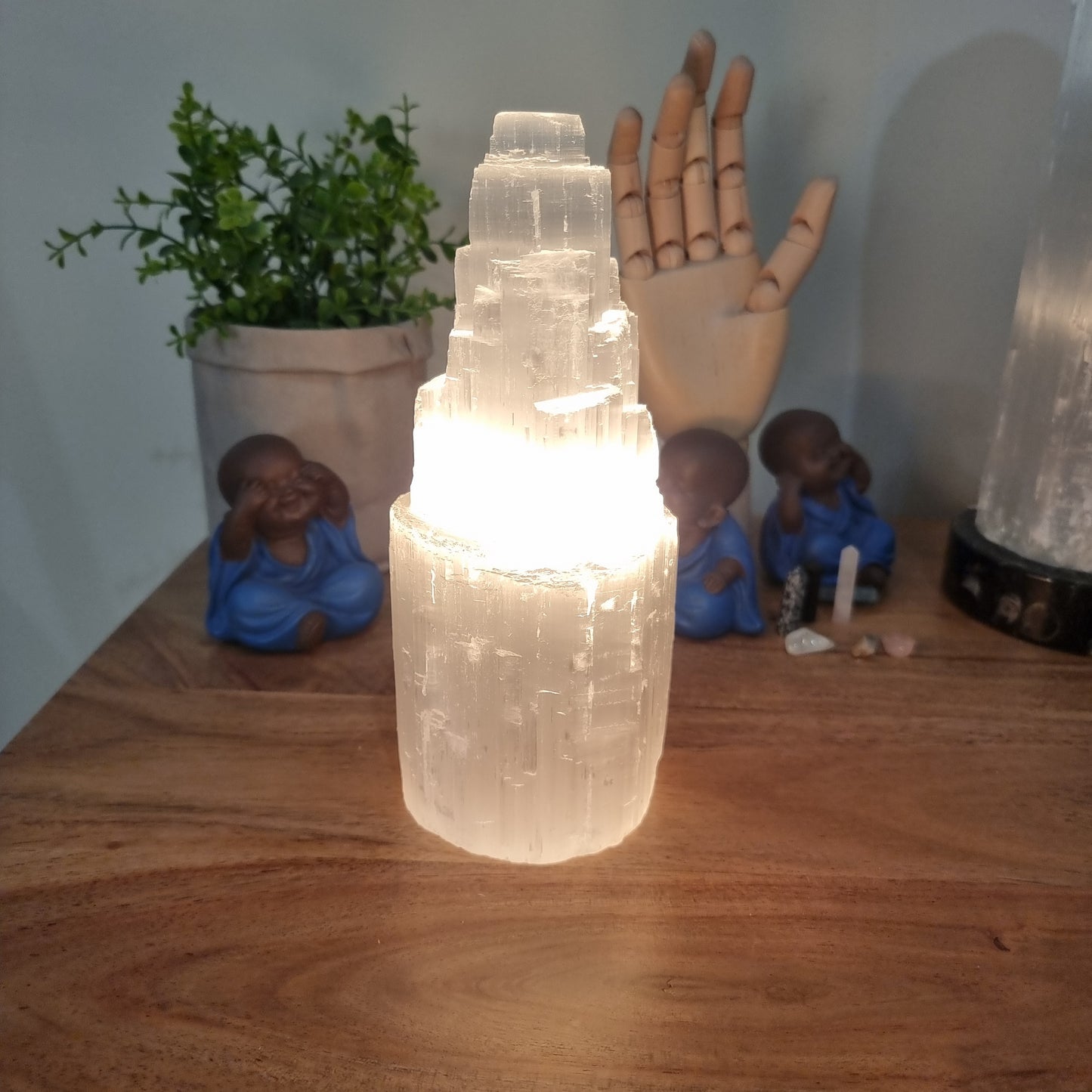 Selenite Tower Lamp 20cm