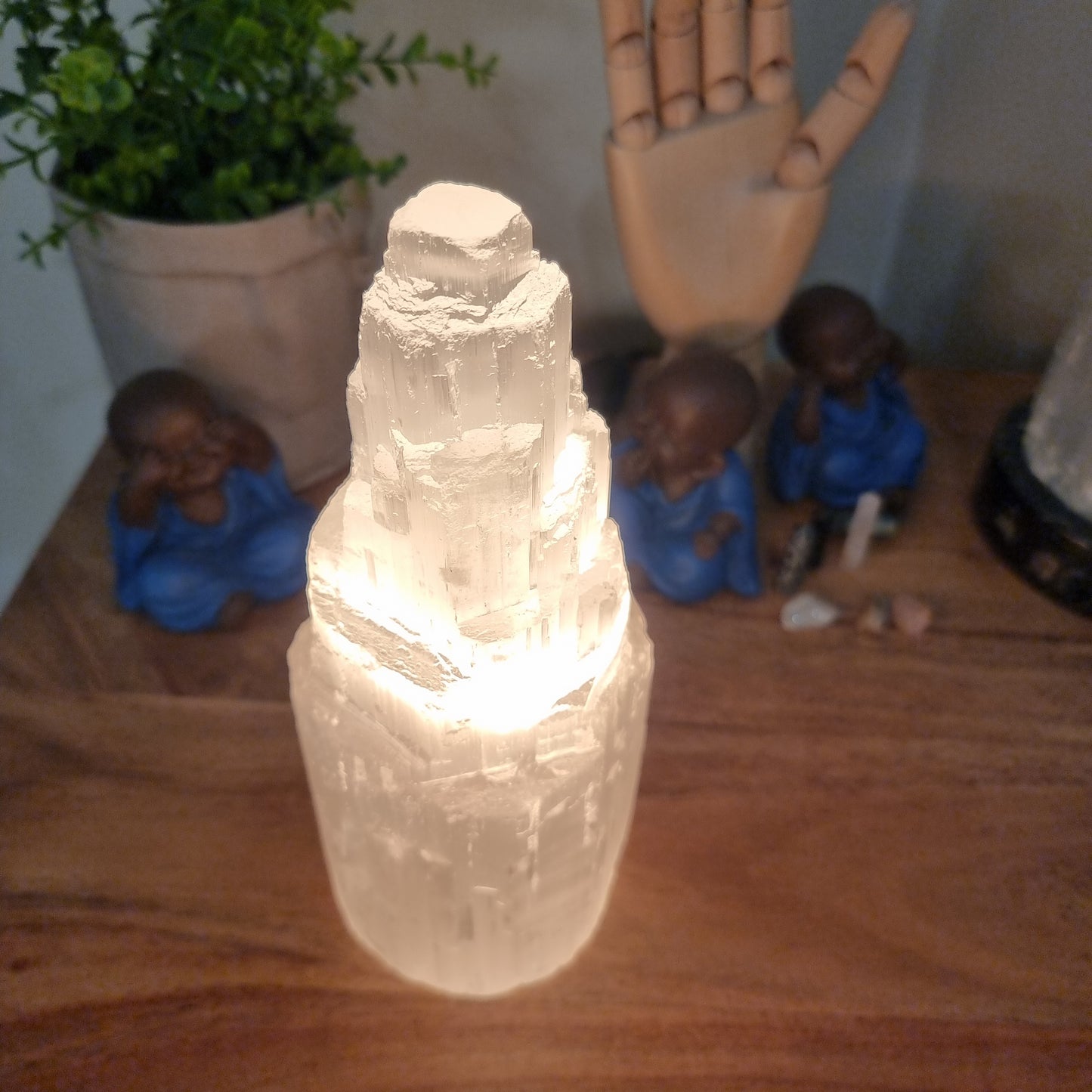 Selenite Tower Lamp 20cm