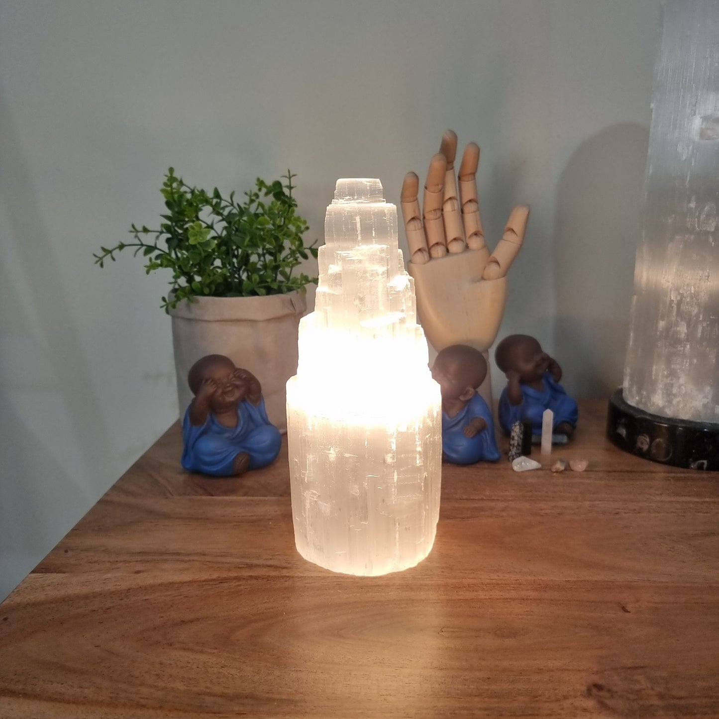 Selenite Tower Lamp 20cm
