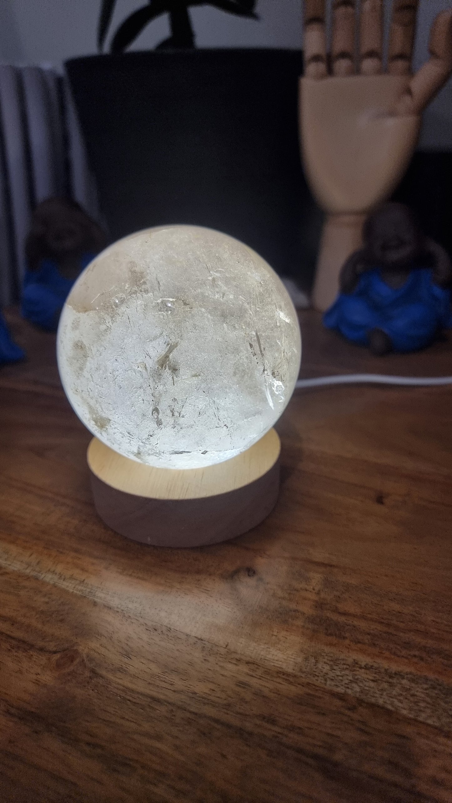 0.73kg Smokey Quartz Polished Sphere with LED Light - DS1314