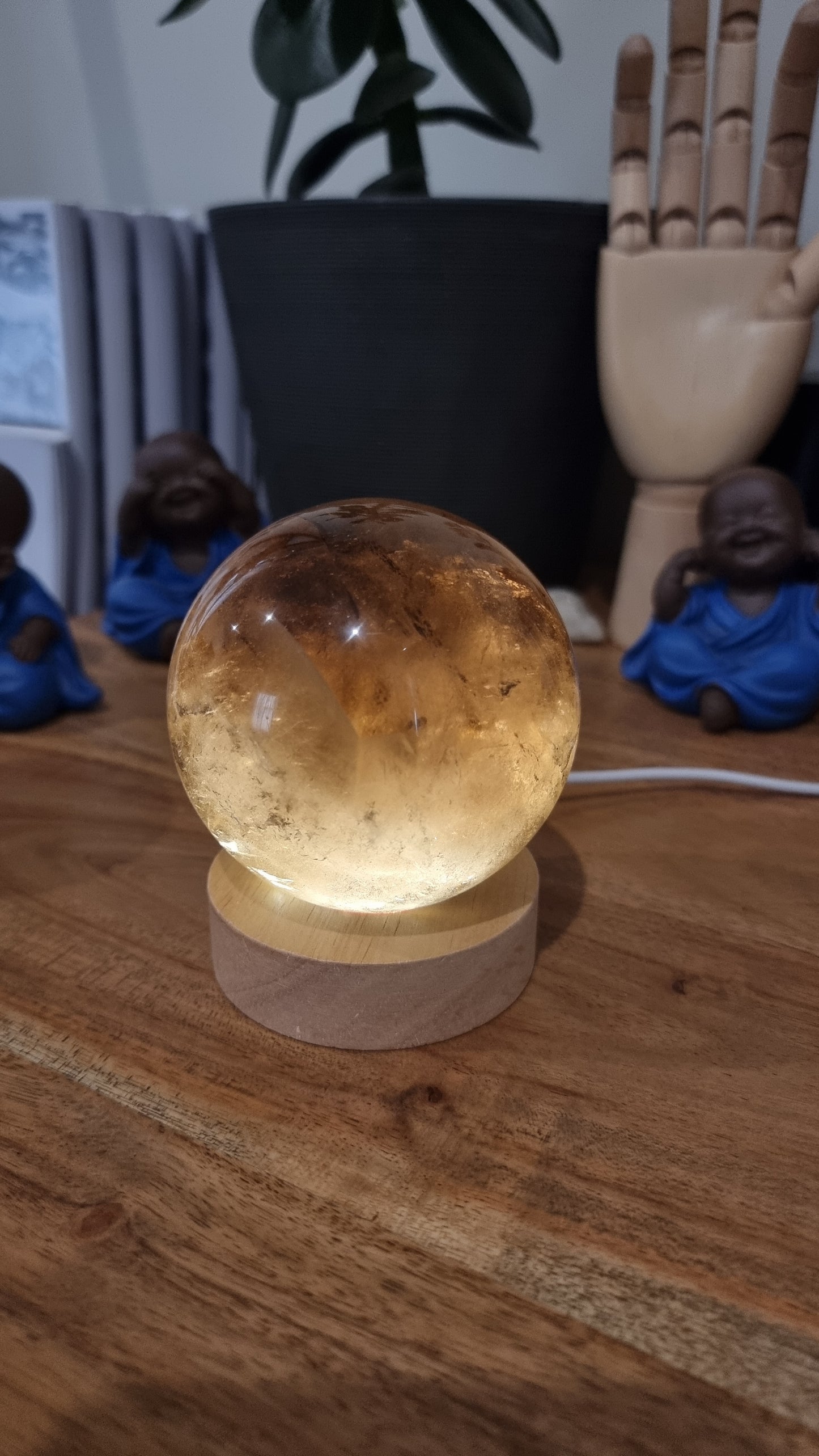 0.74kg Smokey Quartz Polished Sphere with LED Light - DK63