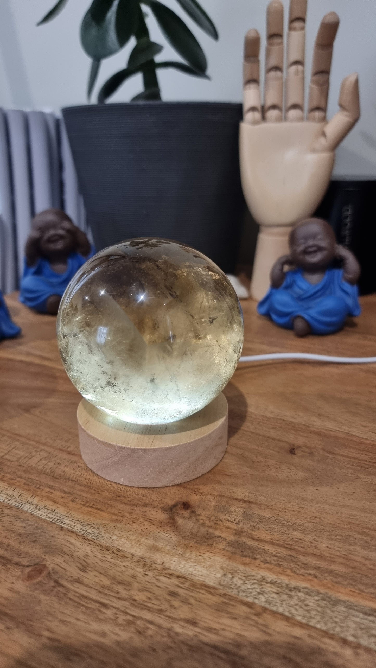 0.74kg Smokey Quartz Polished Sphere with LED Light - DK63