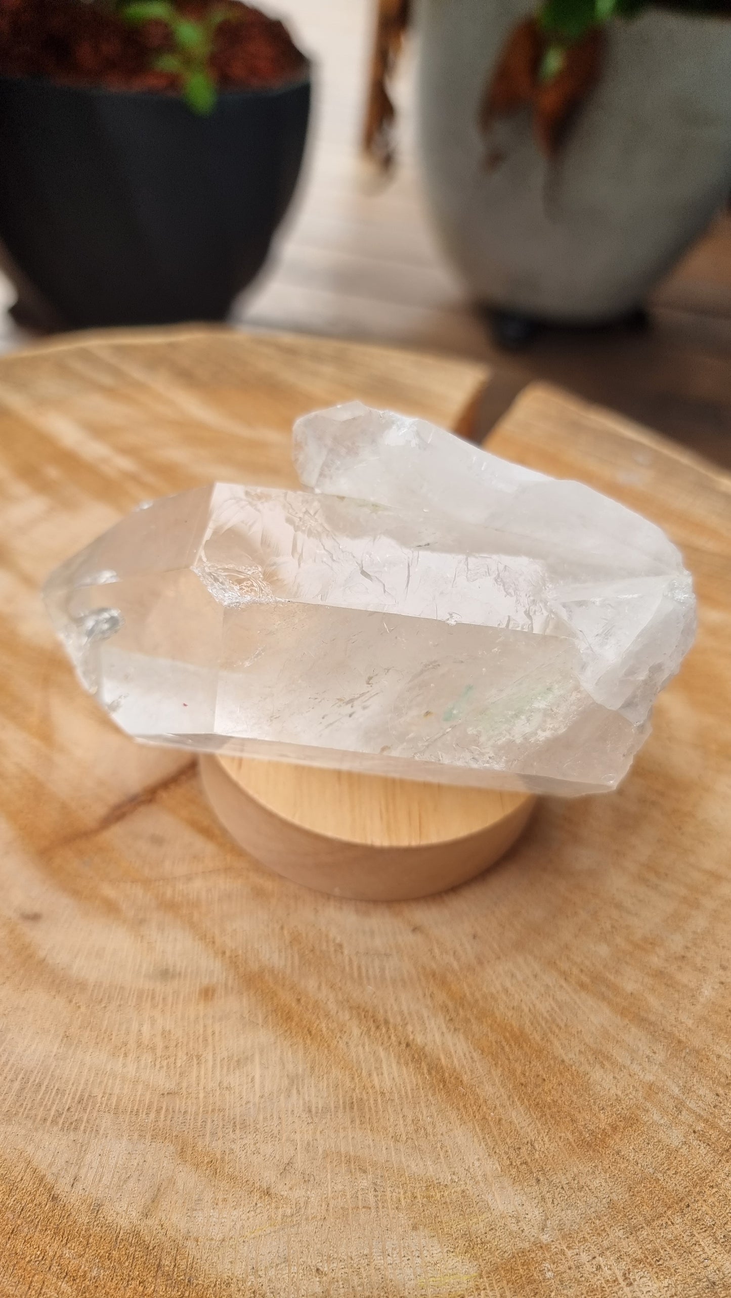 Natural Clear Quartz Cluster with LED Light Small Display Base