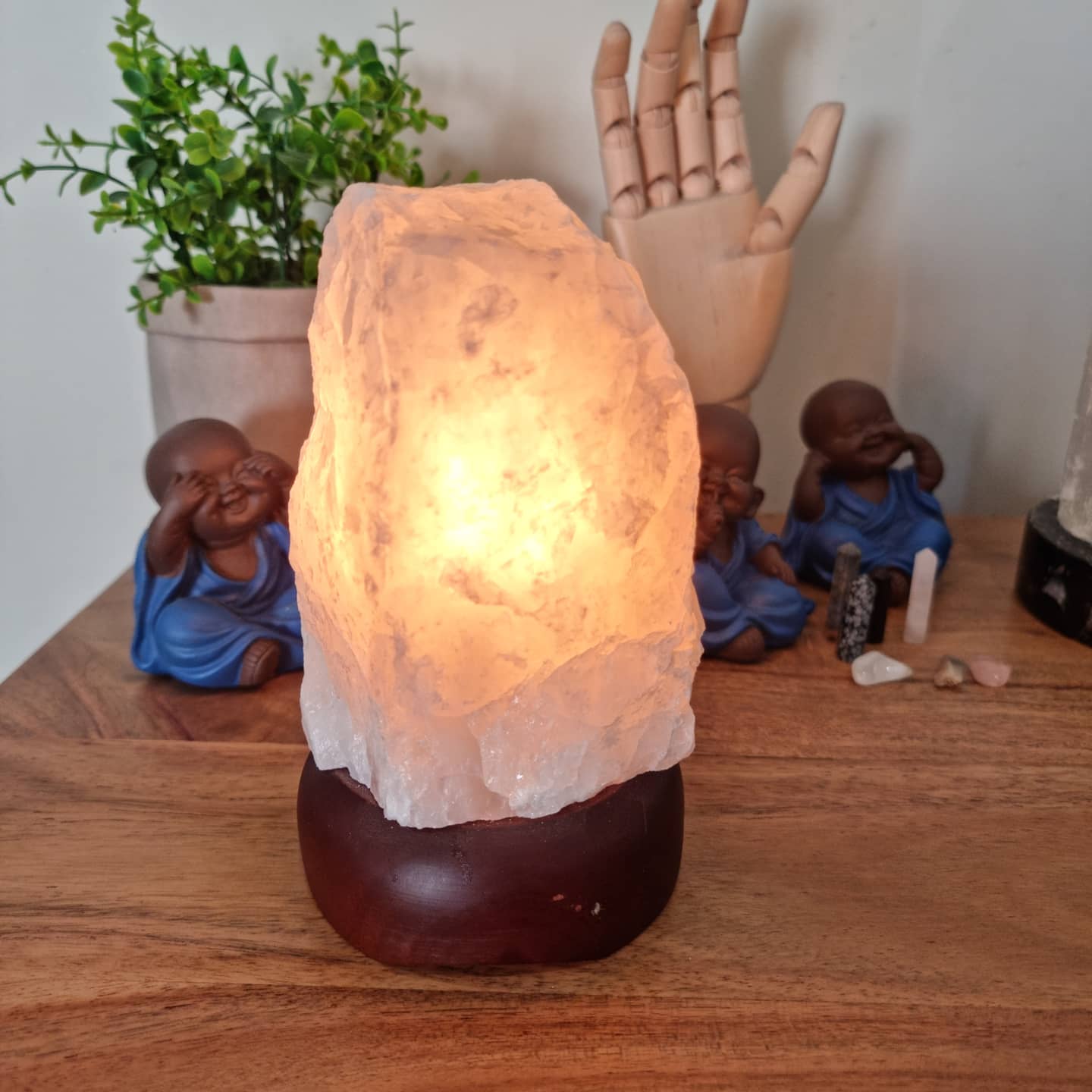 Clear Quartz Crystal Lamp with Timber base